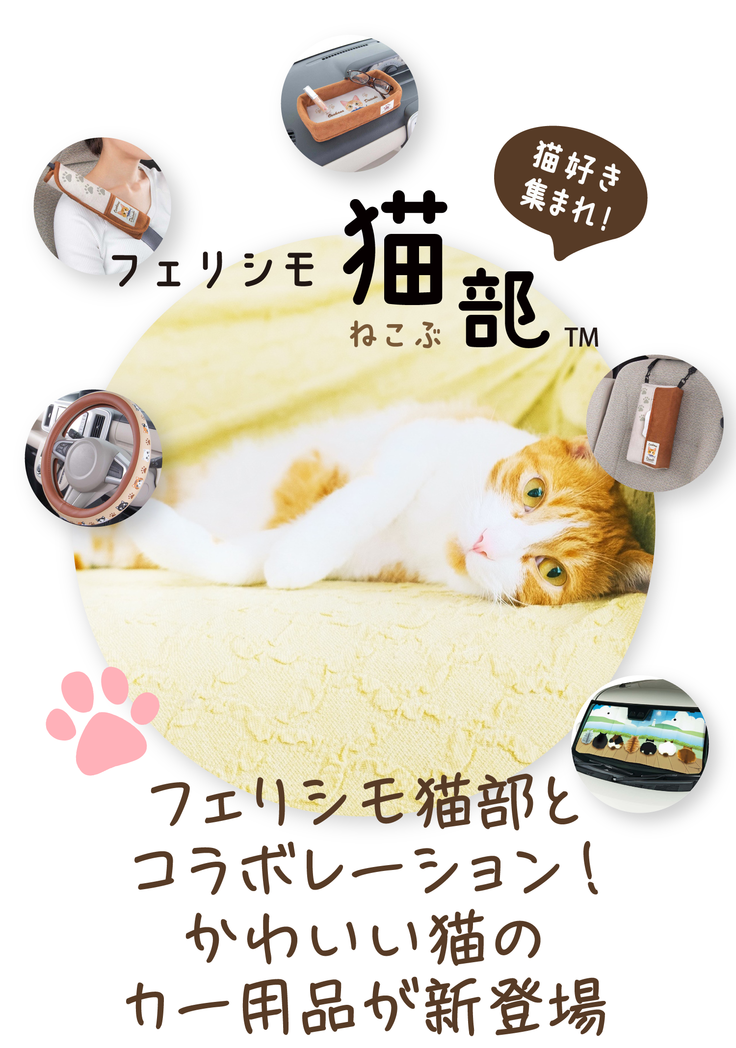 フェリシモ 猫部 TM ねこぶ 猫好き集まれ！フェリシモ猫部とコラボレーション！かわいい猫のカー用品が新登場