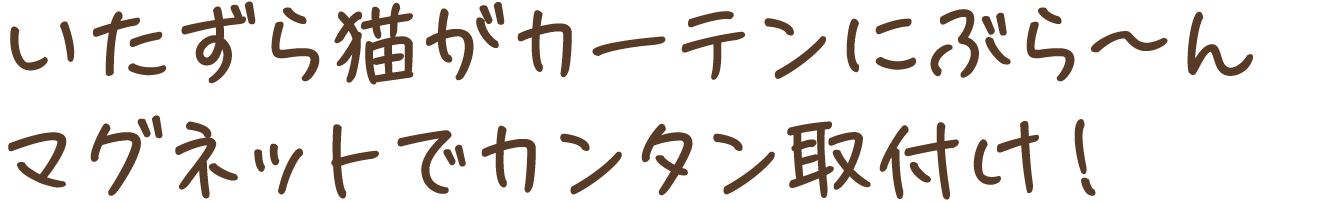 いたずら猫がカーテンにぶらーんマグネットでカンタン取付け！