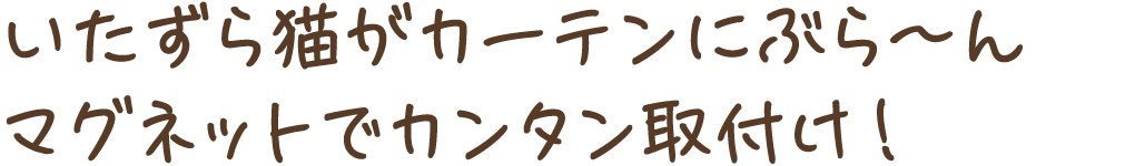 いたずら猫がカーテンにぶらーんマグネットでカンタン取付け！